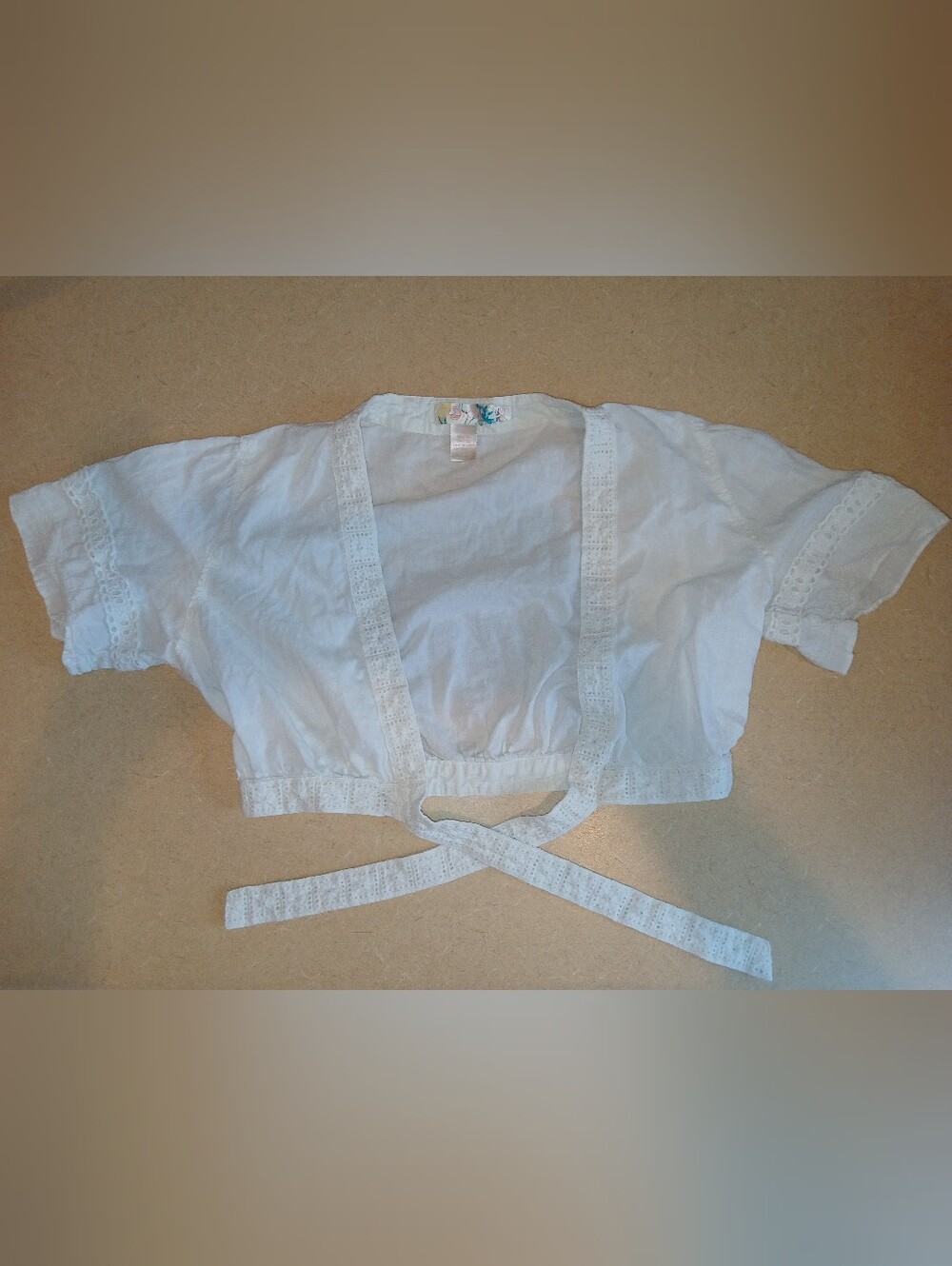 SPLIT Surf Y2k Extra Small White Cotton Eyelet Shrug with ties